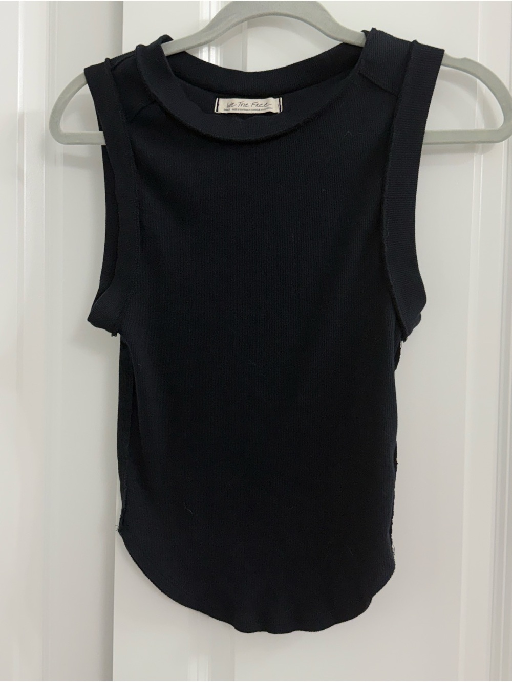 Free People Women's Kate Tee We The Free Black Ribbed Crewneck Tank Layering